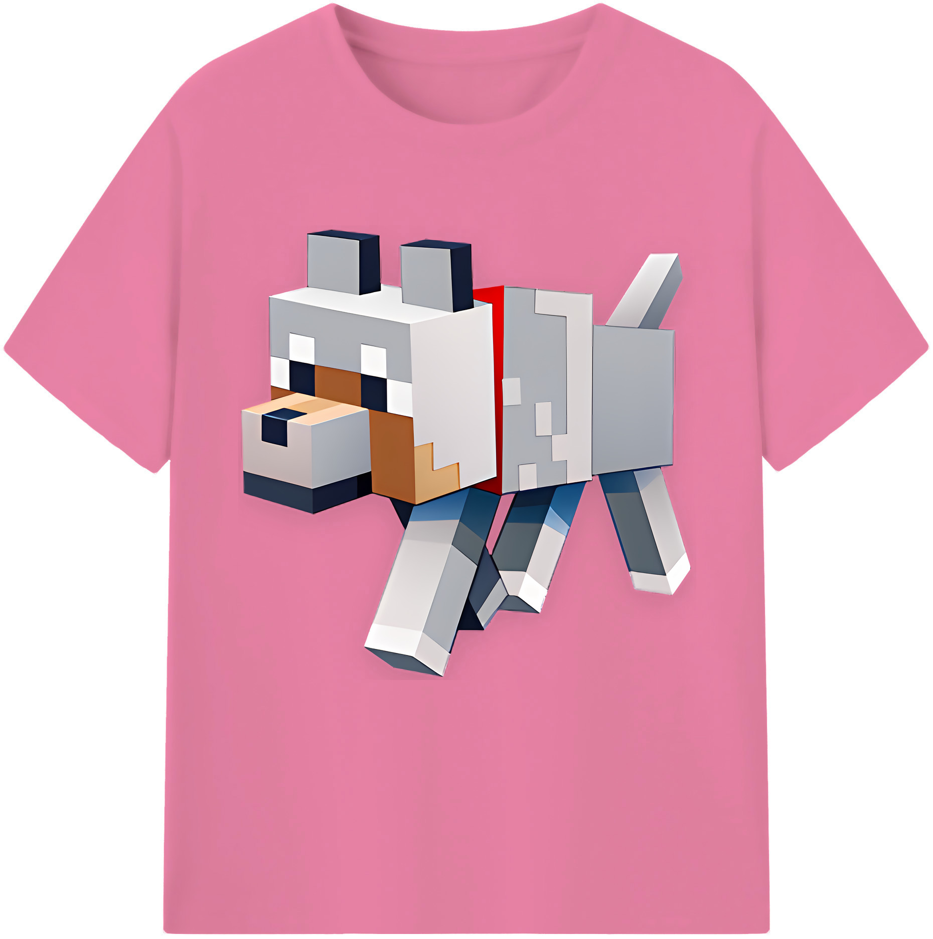 （画像用） マインクラフト ブロックの世界 Minecraft MC Block world 綿100％半袖Tシャツ（フロントプリント）